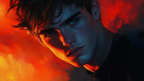 Digital painting portrait with dramatic chiaroscuro lighting.