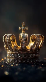 Regal jeweled crown under dramatic cinematic lighting.