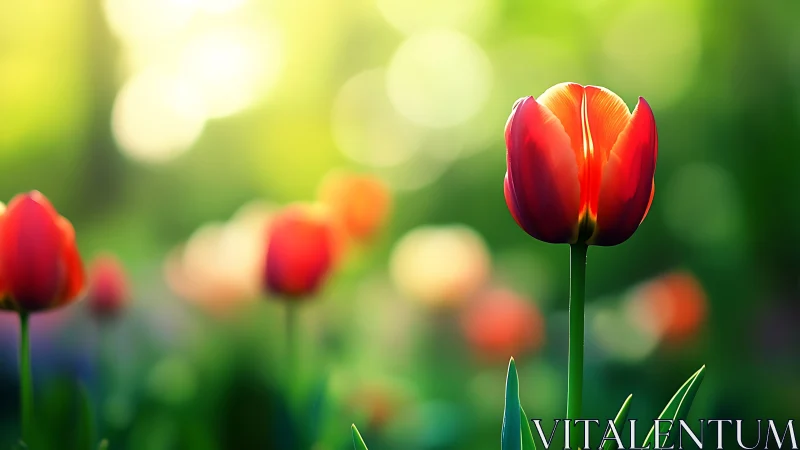 Ruby Sentinels: A Garden's Scarlet Dream.