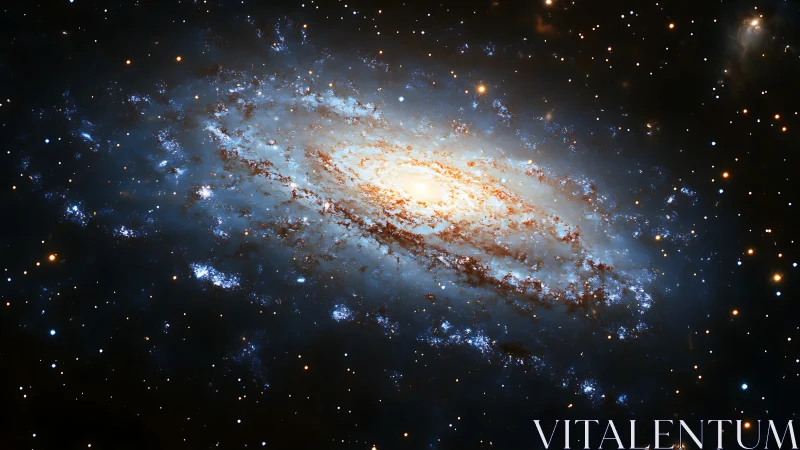 Edge-on spiral galaxy shows dense core, dust lanes and star clusters