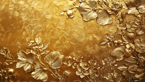 Radiant golden floral relief blooming with gentle elegance.