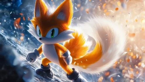 Anthropomorphic fox rendered with cinematic rim lighting and dynamic fur