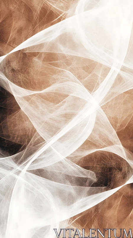 Ethereal white ribbons crossing warm sepia nebulae.