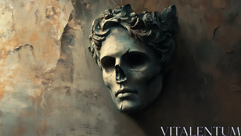 Marble ghost of a fallen god quietly negotiates with decay