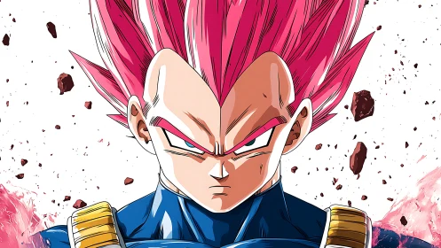 Pink haired anime warrior channels explosive battle power.