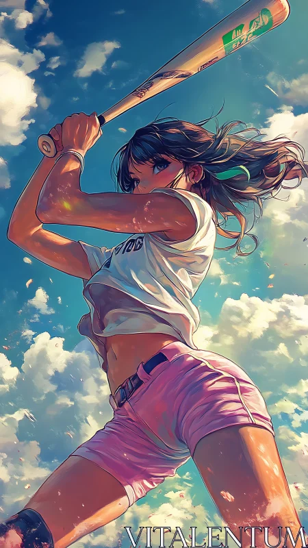 Skyline slugger winding up beneath a storm of summer clouds.