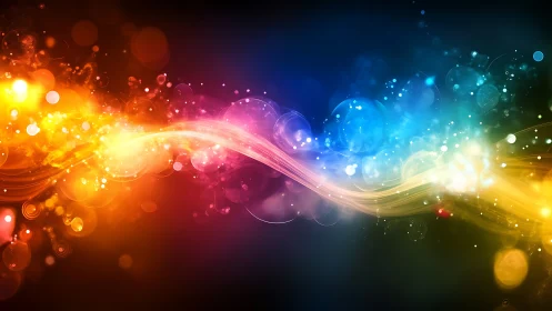 Spectral lightwave ribbon with bokeh particle diffusion field.