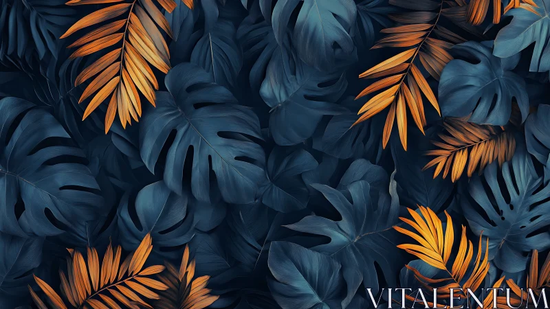 Midnight jungle breathes in teal shadows and ember fronds