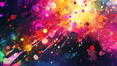 Explosive digital color burst over deep cosmic background.