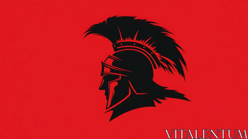 Profile silhouette of stylized helmeted warrior figure.