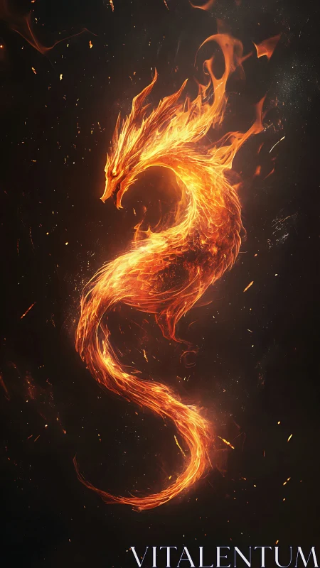 Fireborn serpent curls skyward, sketching an ember-bright S