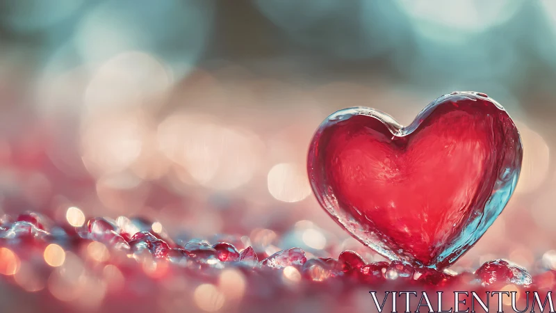 Crystalline Heart with Luminous Bokeh Background