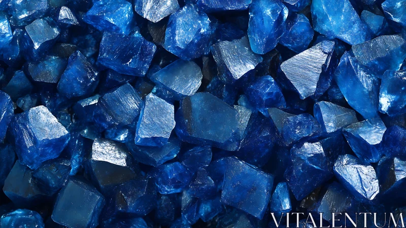 Deep blue crystal stones in dense geometric cluster.