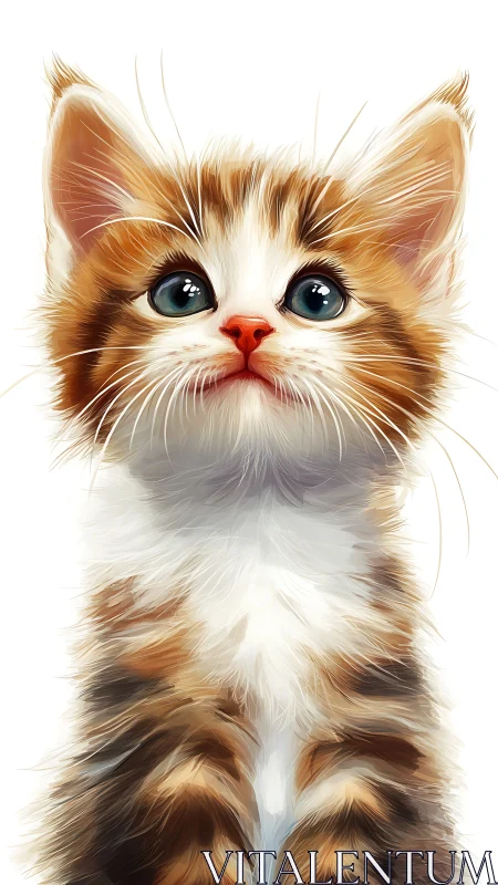 Digitally Rendered Orange Tabby Kitten Portrait with Detailed Fur Rendering