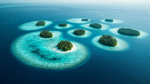 Tropical Atoll Islands with Pristine Coral Reefs.