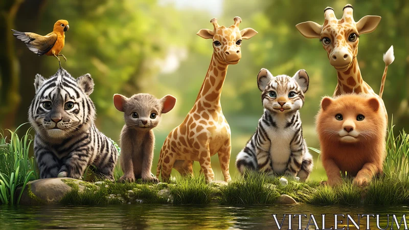 Forest daycare line-up of wide-eyed baby safari misfits.