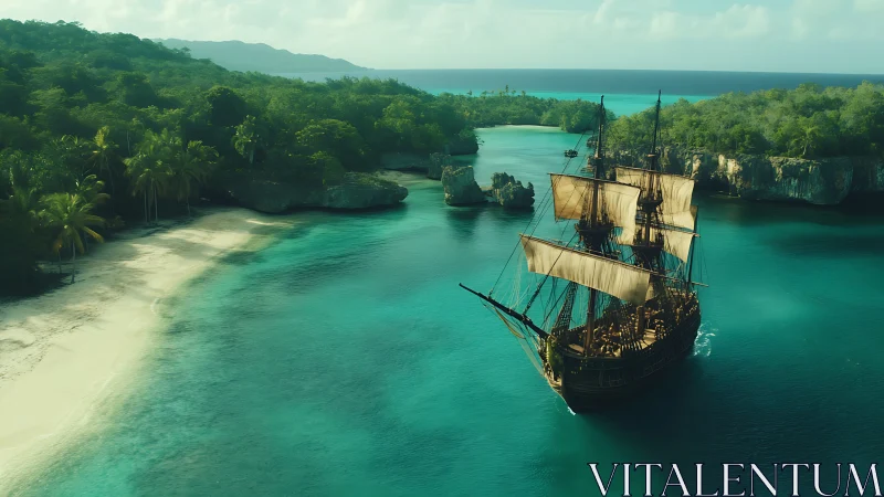 A Majestic Sailship Explores Turquoise Waters