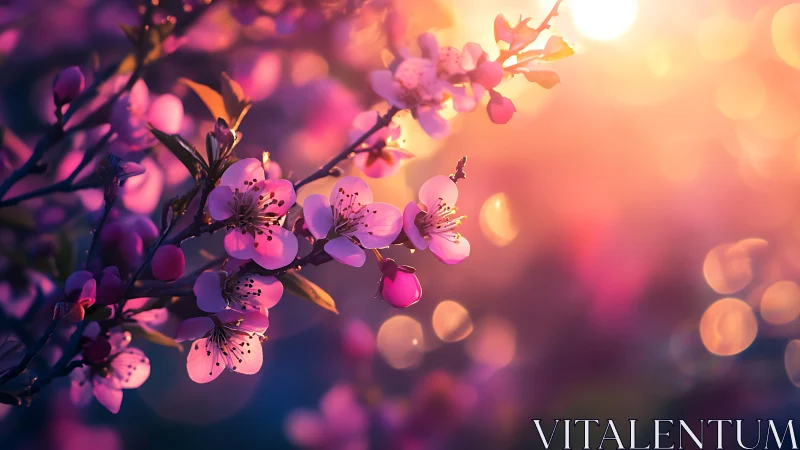 Sunrise Blooms with Purple Flowers and Golden Light.