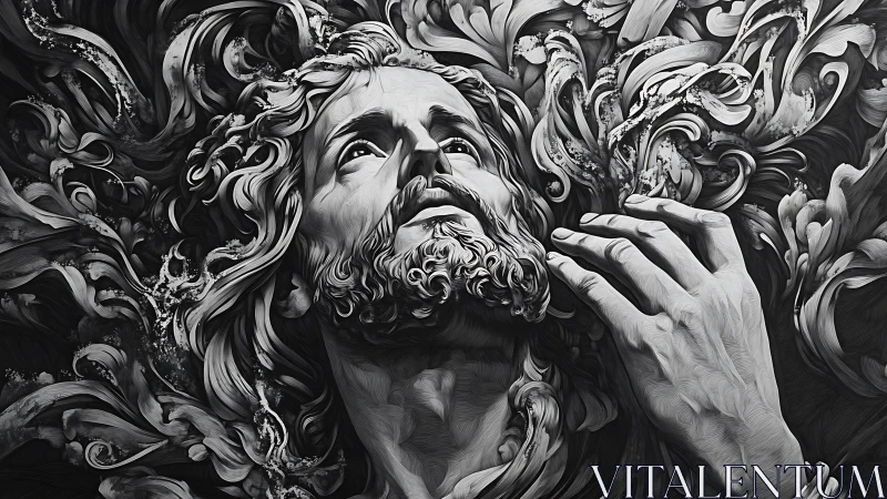 Monochrome swirling portrait studies expressive chiaroscuro contours