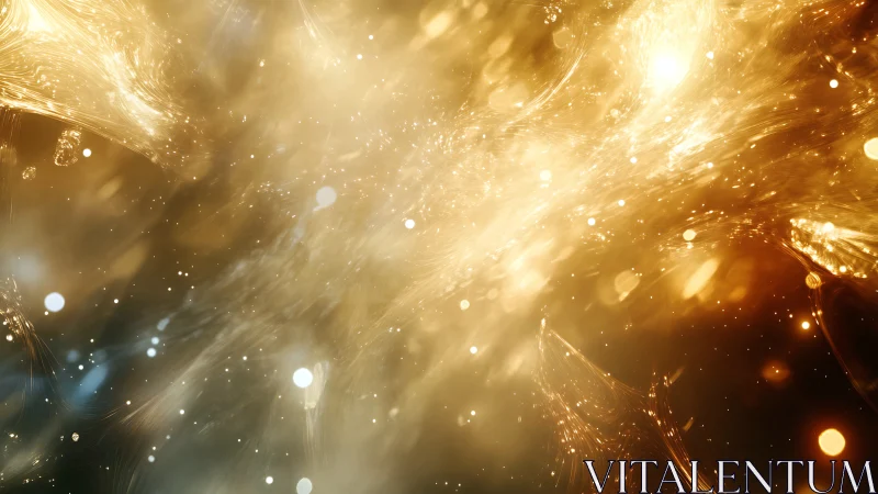 Golden cosmic swirls drifting through a dreamy starlit glow.