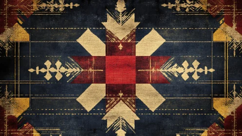 Geometric tribal motif with weathered textile texture.