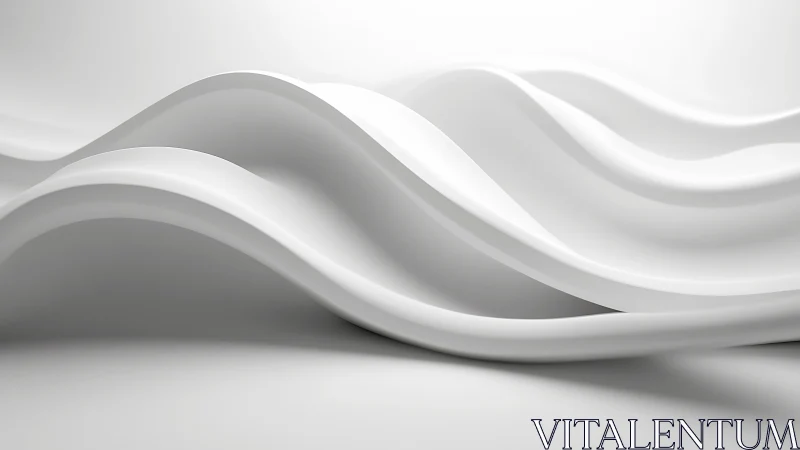 Minimal white 3D waves forming layered abstract surface.