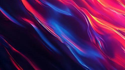 Chromatic fluid waveforms with neon magenta and cyan gradients