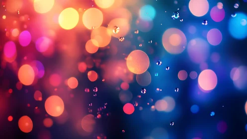 Defocused multicolor bokeh field with suspended droplets