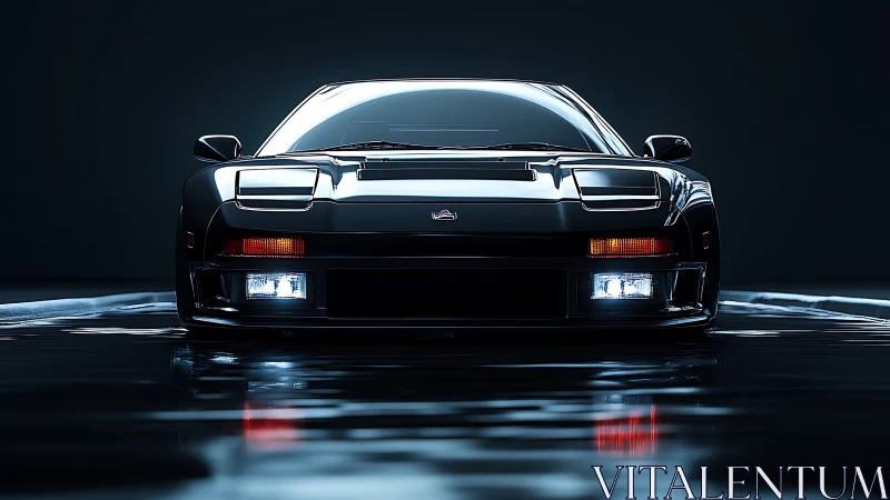 Midnight supercar idol under cinematic studio lightning glow.