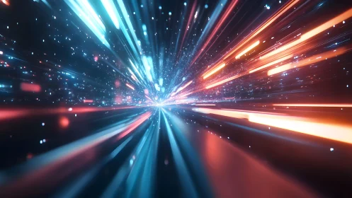 Futuristic Light Speed Burst in Vibrant Neon Sci-Fi Digital Style.