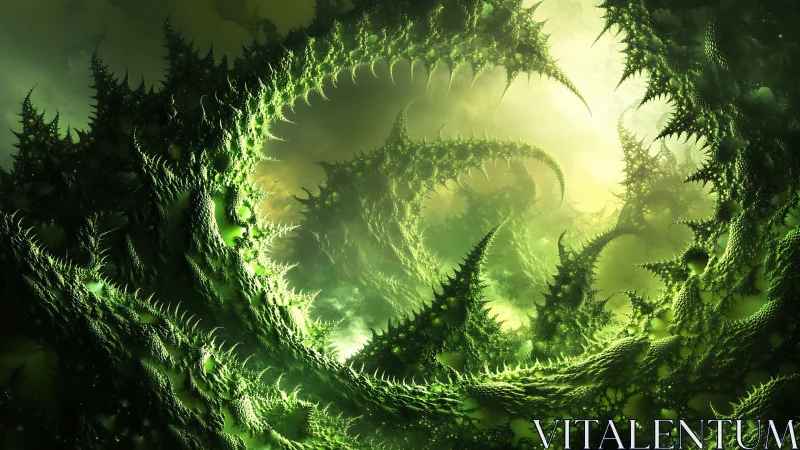 Spiral Thicket Nebula of Luminous Alien Thorns in Green.