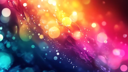 Chromatic bokeh stream forms a luminous diagonal energy field