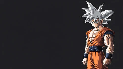 Silver-haired anime warrior poised in silent cosmic focus.