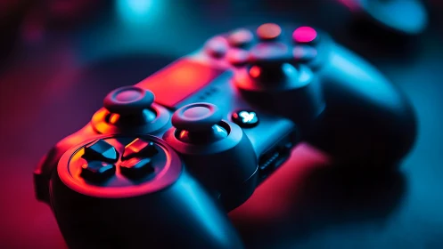 Neon-Lit Gaming Controller: Cyberpunk Aesthetic Design.