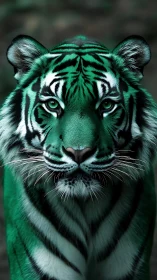 Emerald forest tiger gazing softly with calm bright eyes.