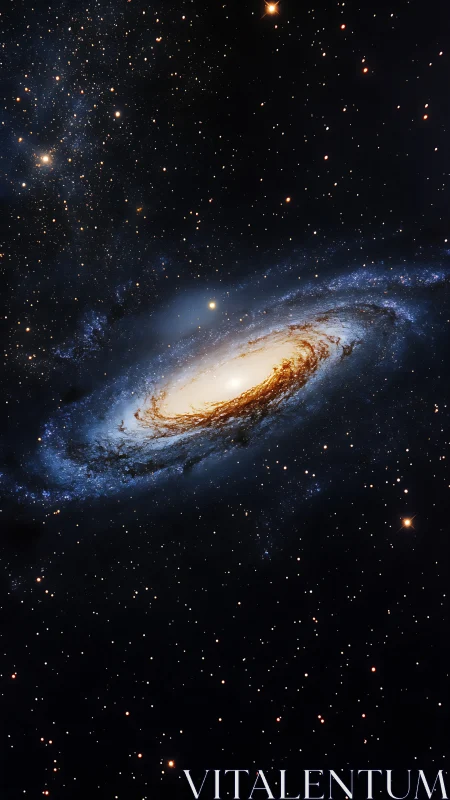 Spiral galaxy core with dense starfield in deep space.