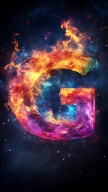 Fiery 3D Typography: Cosmic Fire Letter Forms Against Dark Space