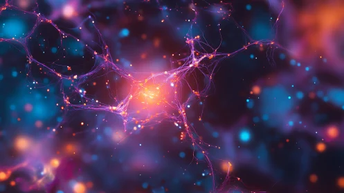 Neural-like filaments form luminous network against dark field