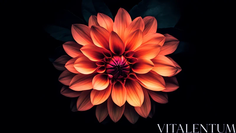 Luminous Dahlia Bloom Against Dark Background.