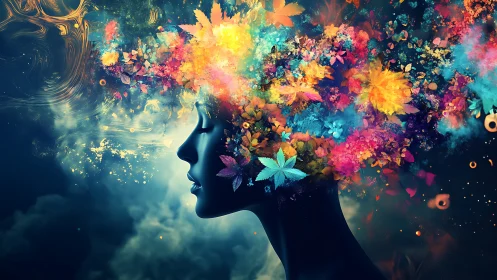 Dream-lit profile blooms into galaxies of painted color