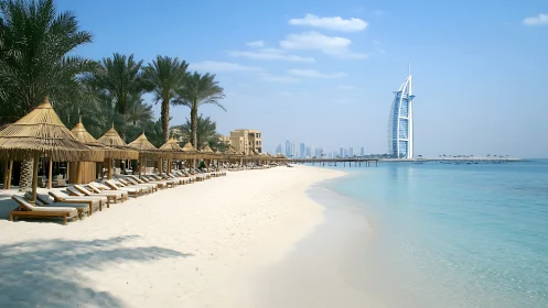 Dubai Beach Resort View with Burj Al Arab.