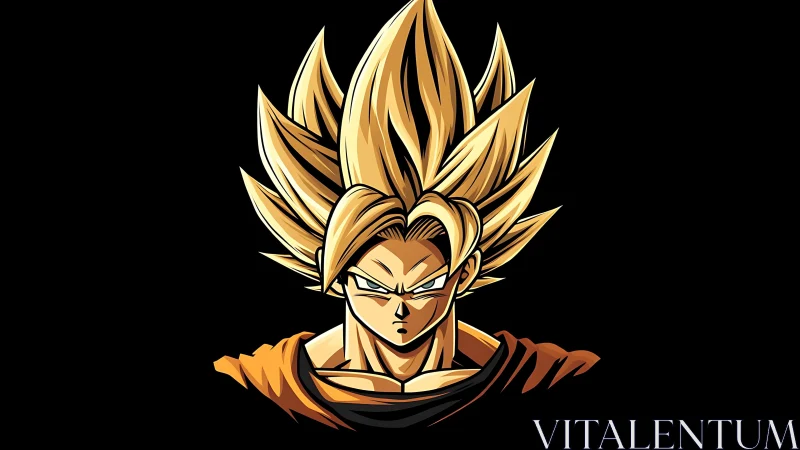 Electrified warrior portrait crowned with blazing golden hair.