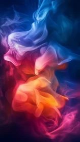 Volumetric colored smoke simulation reveals layered spectral gradients