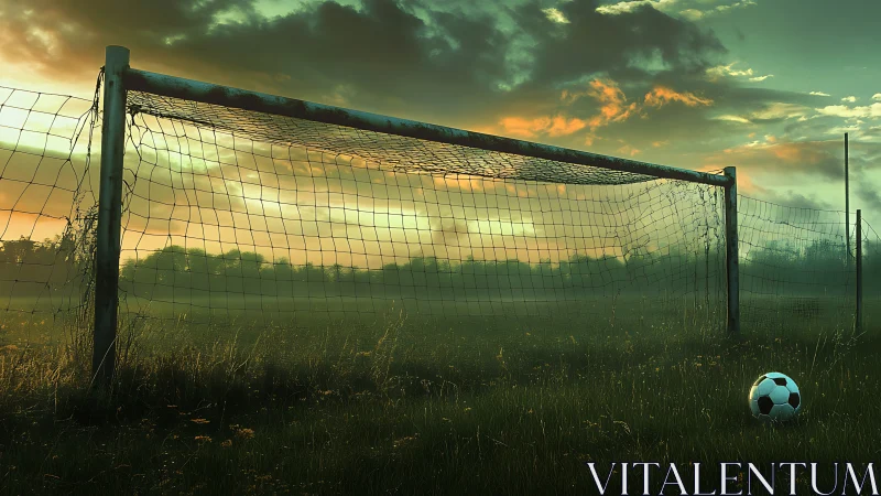 Twilight hangs over an abandoned goal and forgotten matchday.