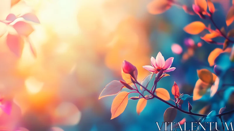 Flowering Branch with Selective Focus and Warm Color Gradation.