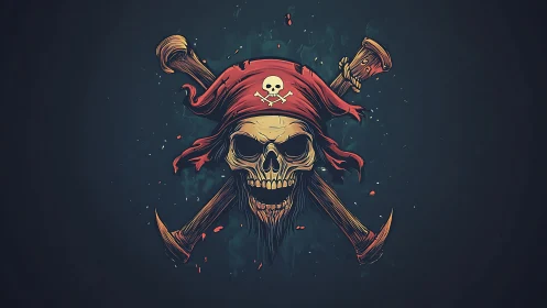 Rogue pirate skull sigil blazing with crossed cutlass fury.