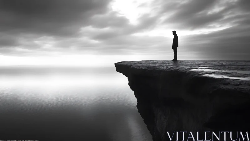 Quiet edge of the world, one thoughtful figure watching on.