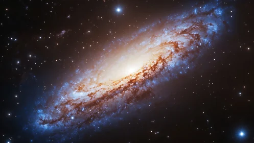 Spiral galaxy core glowing in deep star-filled cosmos.