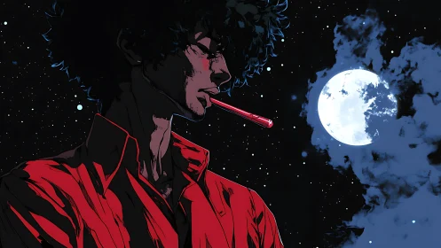 Nocturnal profile under lunar backlight with chromatic contrast.