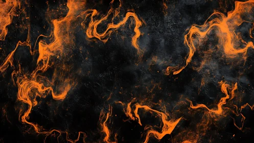 Intense Orange Flames Against Black Background.